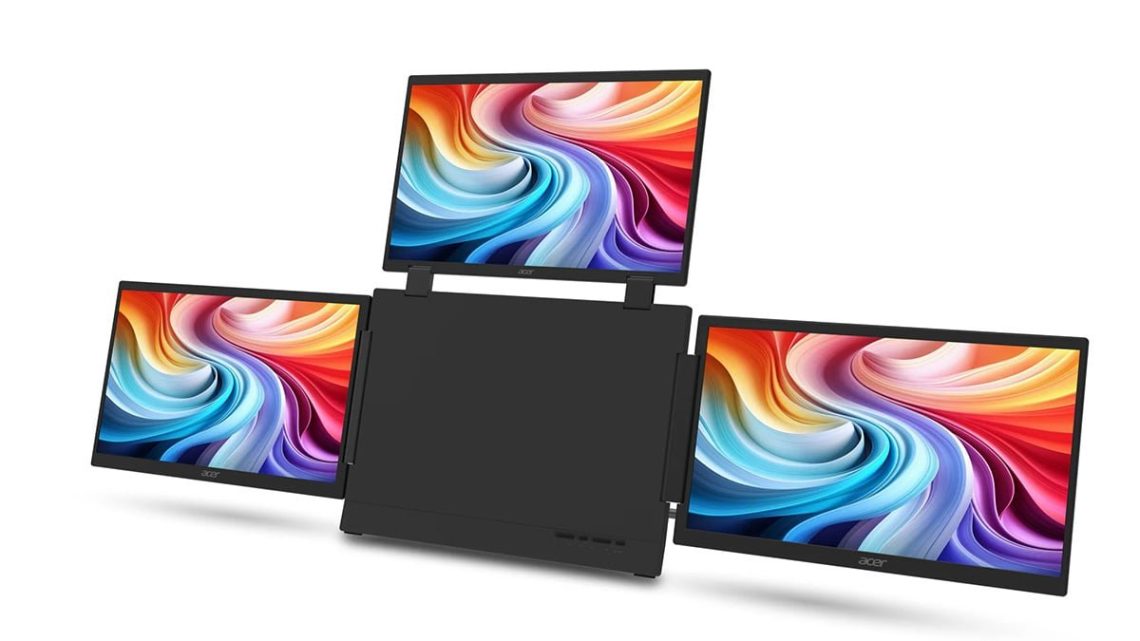 Acer PD163Q P3 folding triple-screen monitor setup