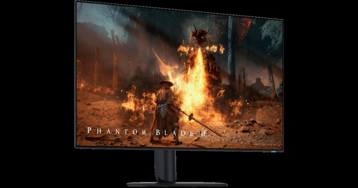Alienware AW3226Q OLED gaming monitor viewed from the front.