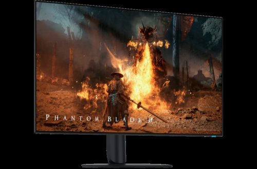 Alienware AW3226Q OLED gaming monitor viewed from the front.