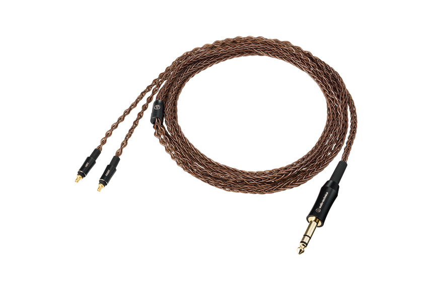 The Audio-Technica ATH-AWX7000 unbalanced cable with a 6.3mm stereo plug and two headphone connectors