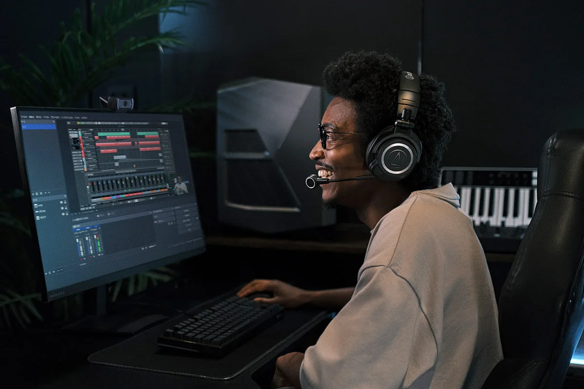 ATH-M50xSTS-WL being worn