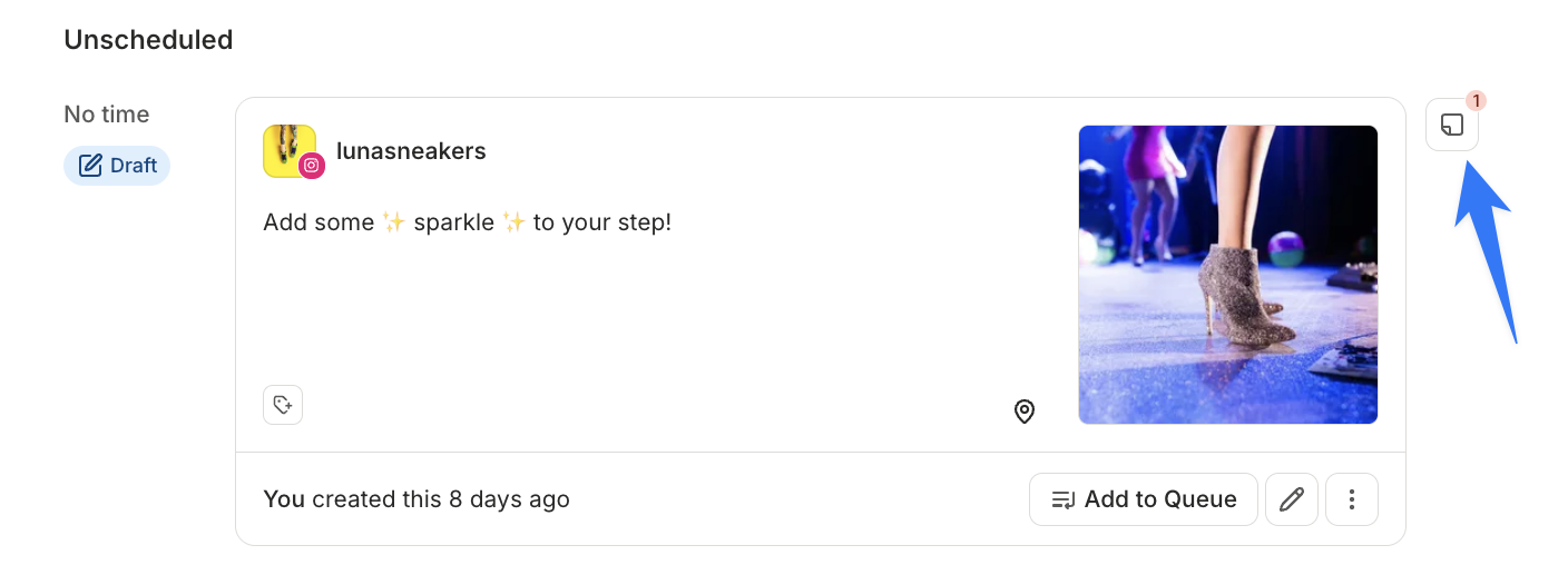 Buffer draft screenshot points to the unread Notes indicator