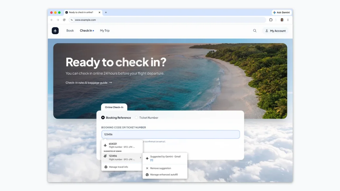Chrome autofill promotional example