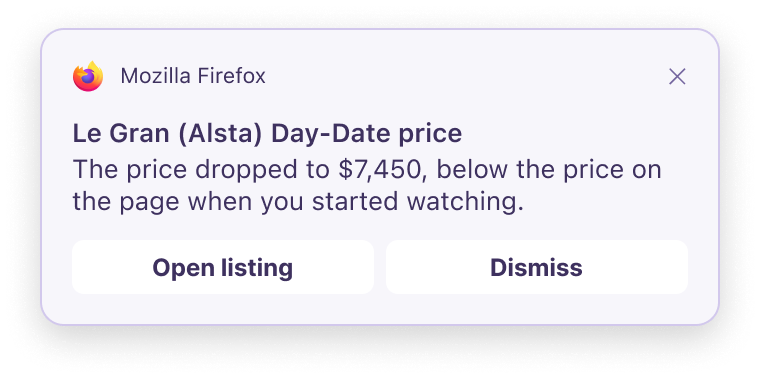 Mozilla’s sample Smart Window match notification