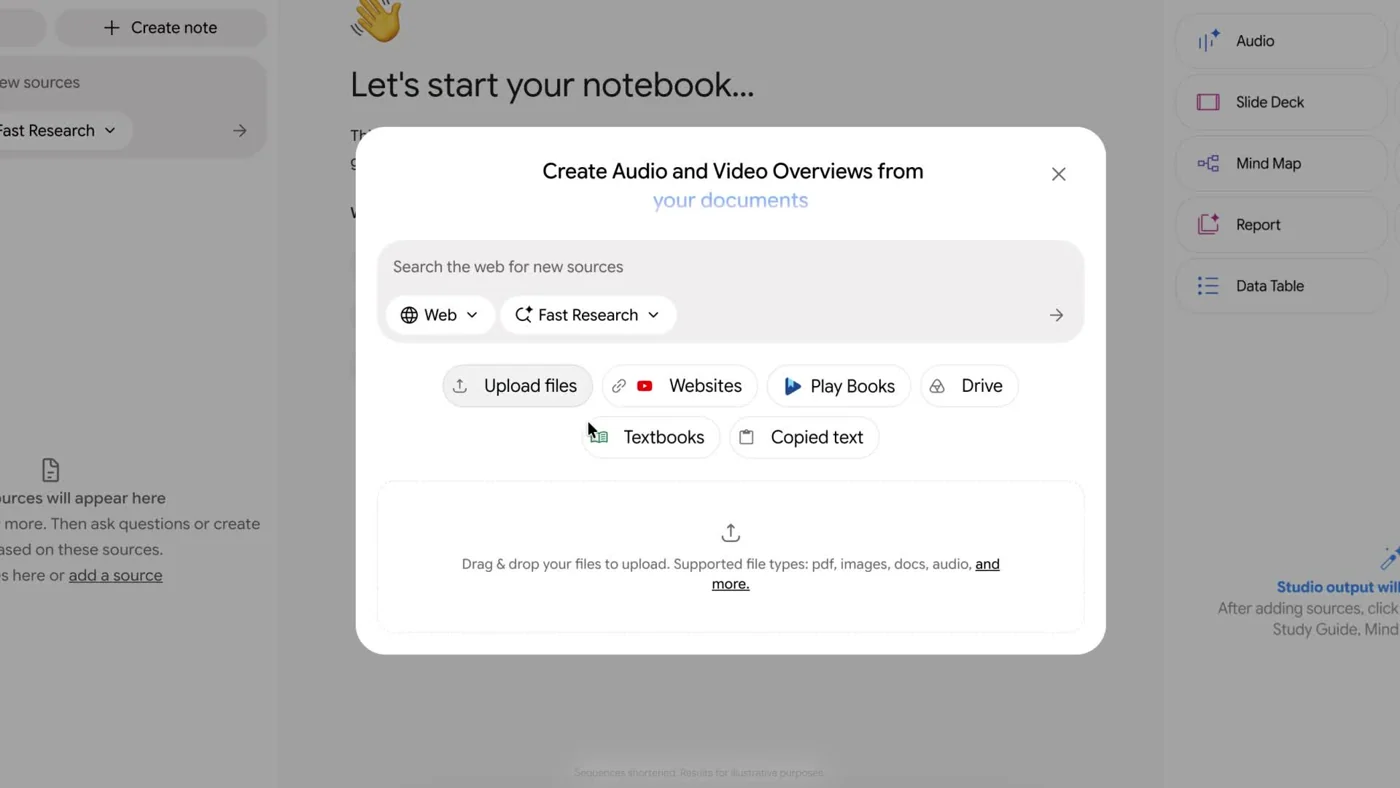 Add sources menu