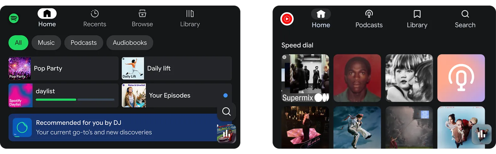 Google rendering of music interfaces on Android Auto car displays