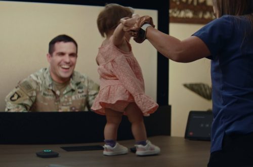 Military family using Google Beam.