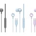 Green House GH-ERCB wired USB-C earbuds in grey, light blue and purple