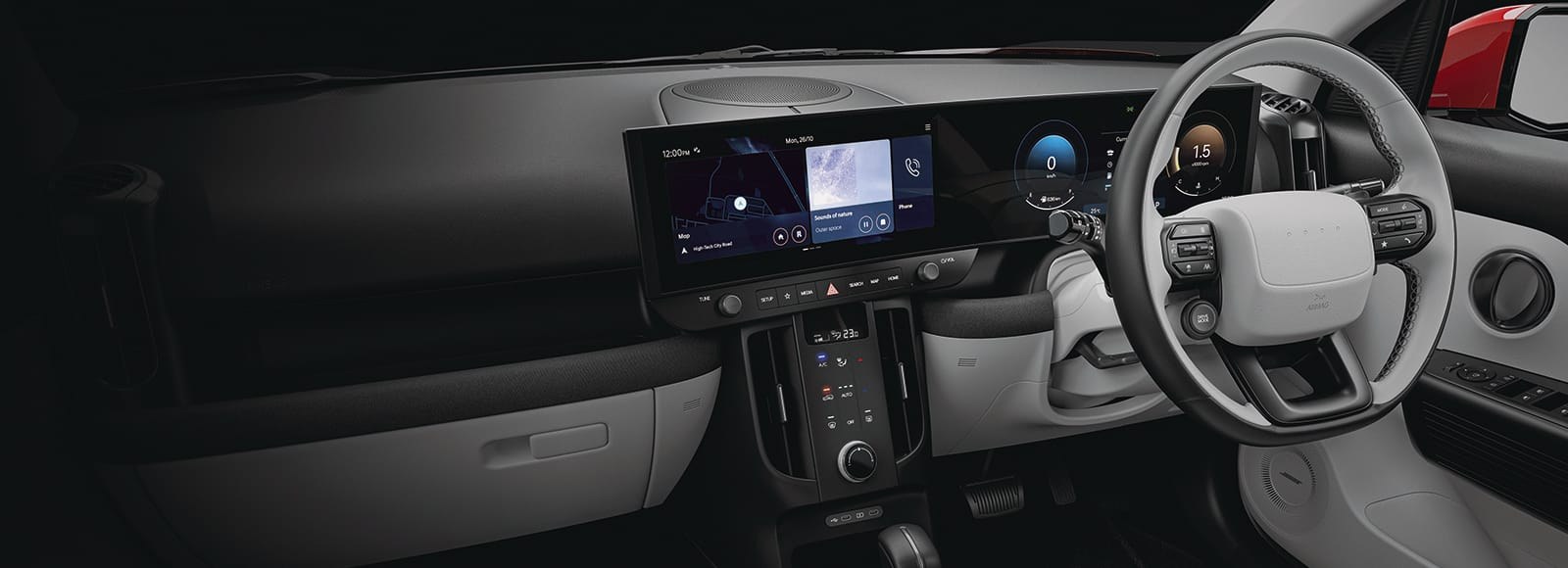 Right-hand-drive Hyundai BAYON cabin.