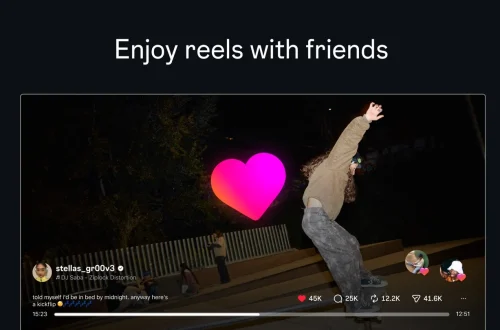Instagram developer image for Apple TV showing a skateboarding video and shared reactions