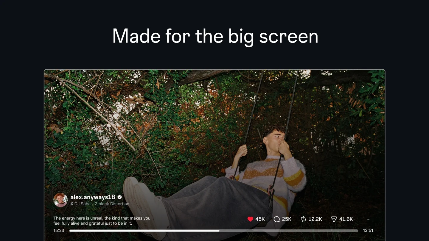Instagram developer image for Apple TV showing a landscape video in the television player