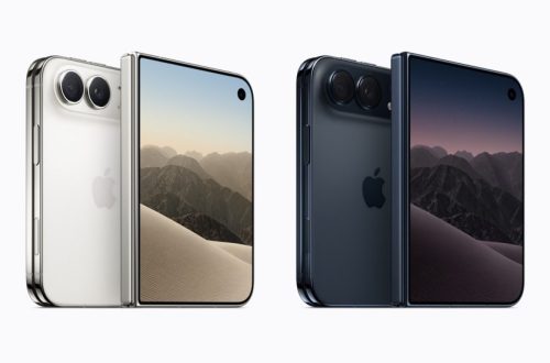 iPhone Duo in star white and night sky, showing its front and rear.