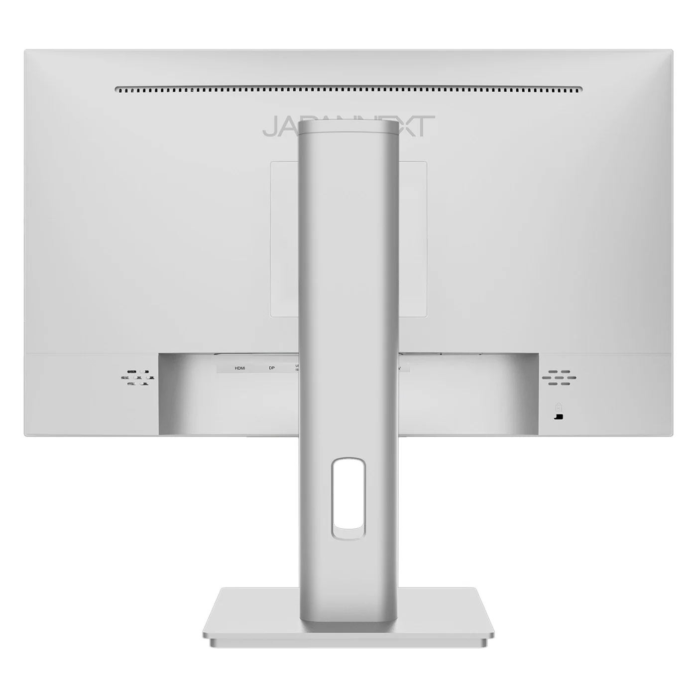 Rear of the white monitor and adjustable stand