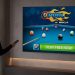 A viewer using a remote with 8 Ball Pool displayed on an LG television.