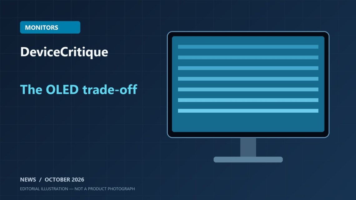 Original DeviceCritique illustration of a desktop monitor with a colour gradient; not a product photograph.