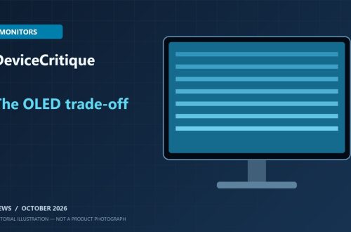 Original DeviceCritique illustration of a desktop monitor with a colour gradient; not a product photograph.