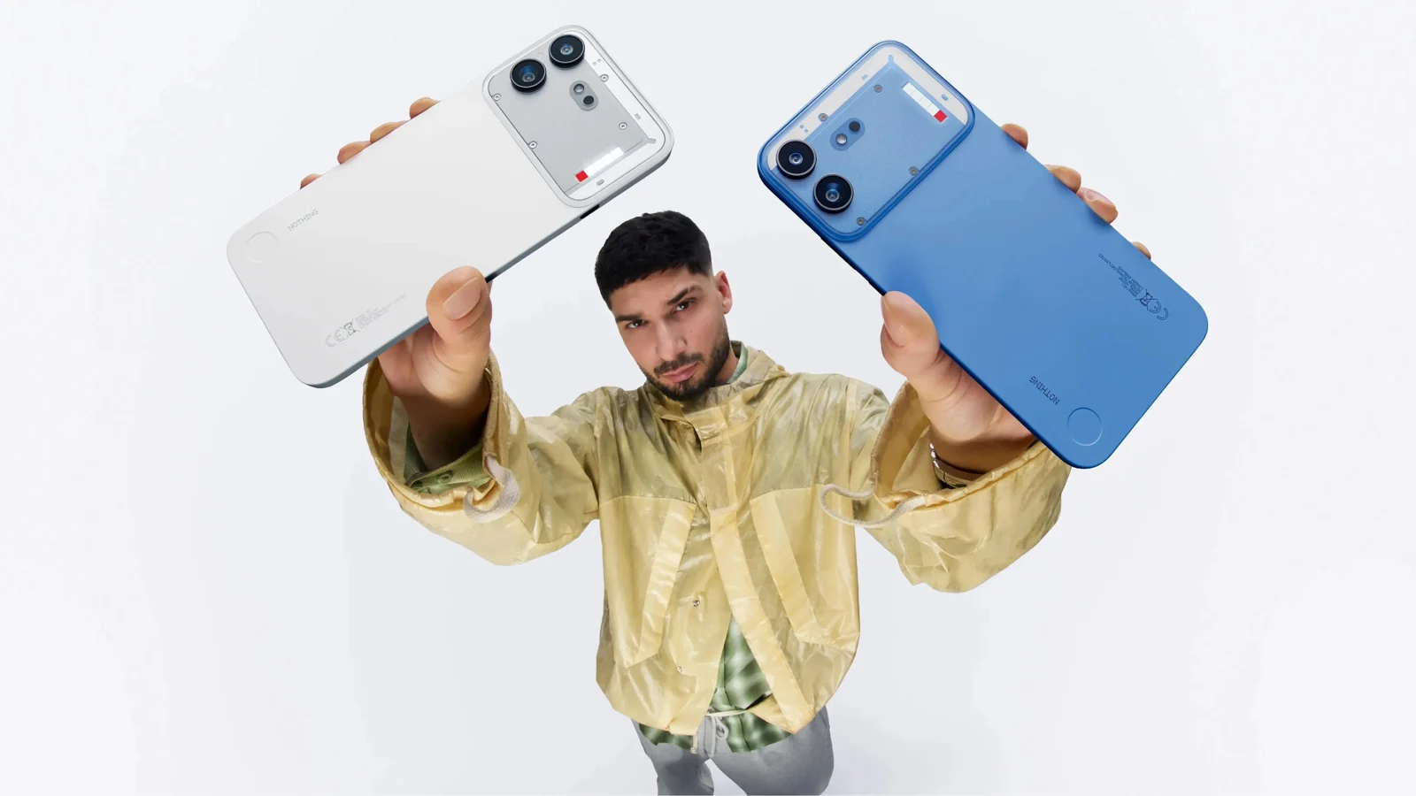Phone 4b in white and blue