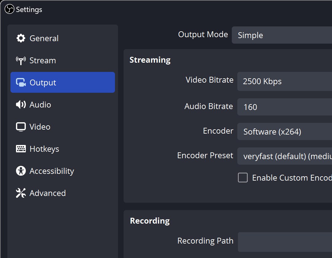 Official OBS Project illustration of output settings for streaming and recording