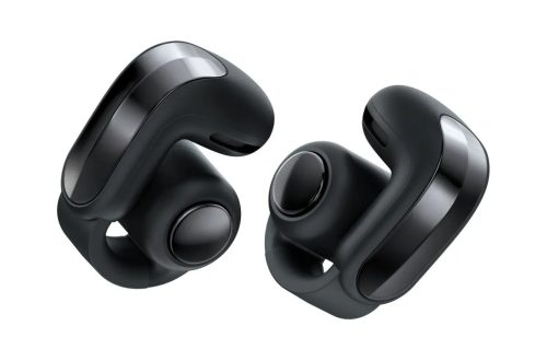 Black Bose Ultra Open Earbuds second generation shown from an angle