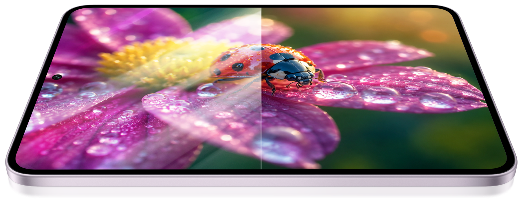 OPPO Pad Mini screen with a manufacturer comparison of matte and glossy viewing