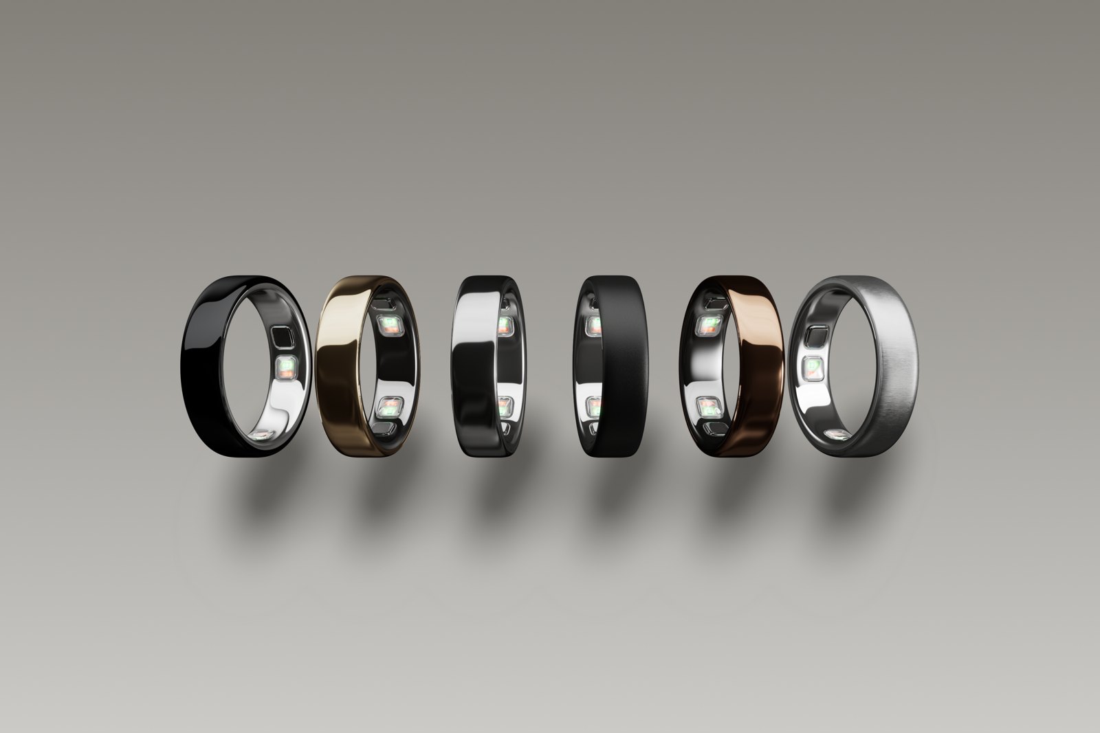 Six Oura Ring 5 finishes shown in official product artwork