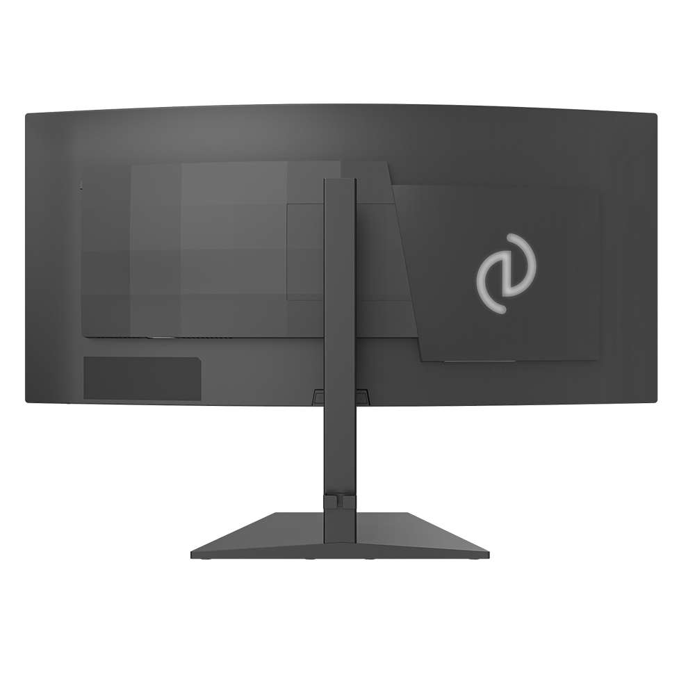 Rear of the Philips Evnia36M4C5500P with Evnia logo and height-adjustable stand.