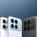 POCO X8s phones in white, blue and black, showing their rear cameras.