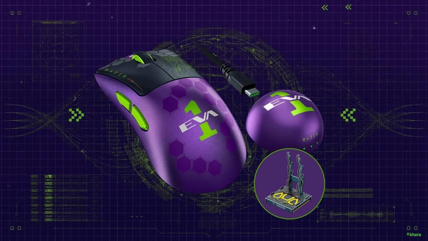 DeathAdder mouse with EVA-01 display stand