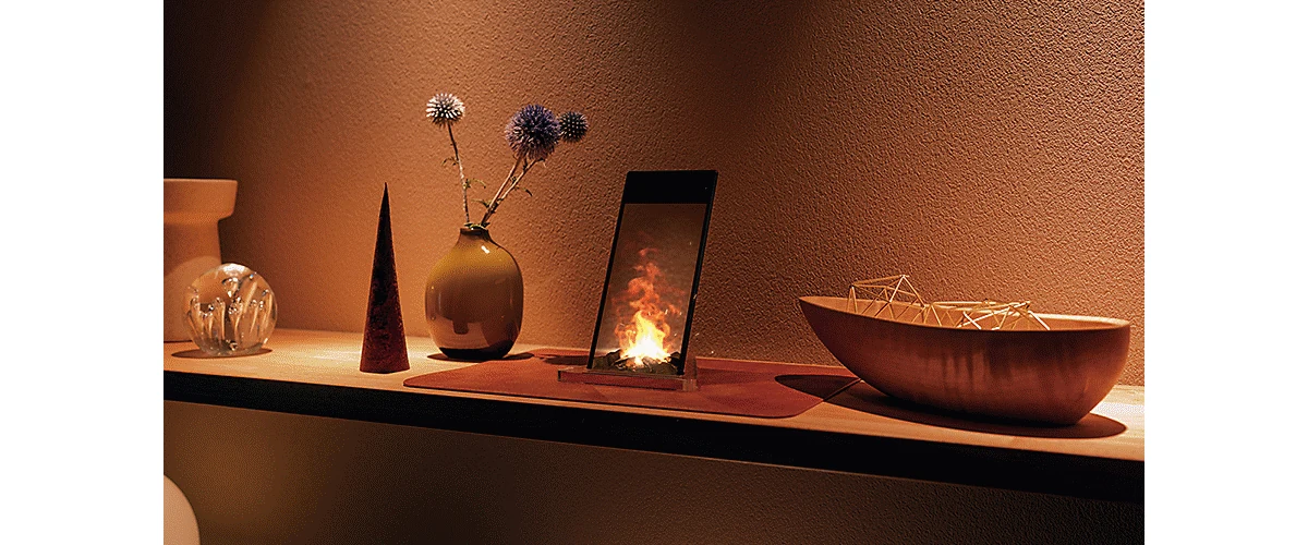 ELF-MN1 fireplace scene.