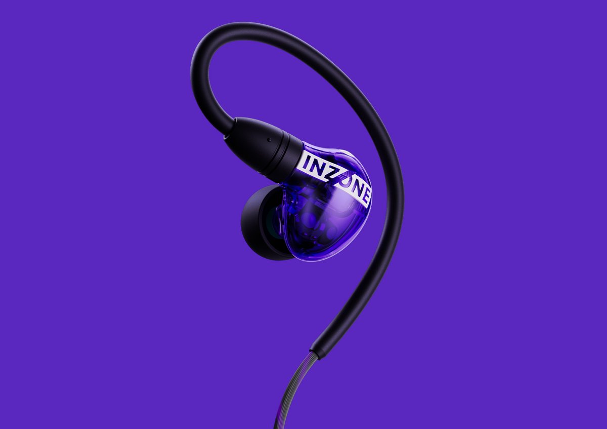 Sony INZONE E9 wired in-ear headphones in Glass Purple.