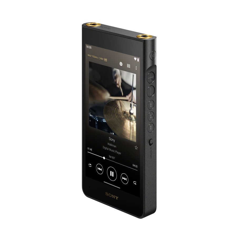 Black Sony NW-WM1AM3 digital music player shown at an angle