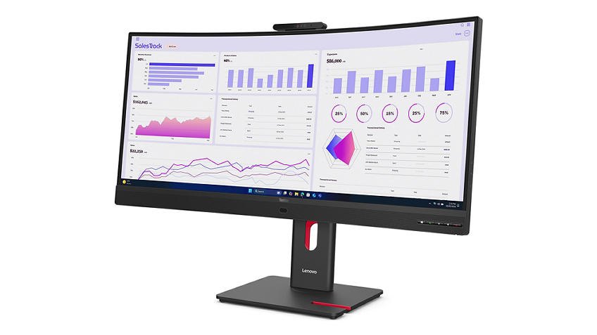 Front right angle view of the ThinkVision T34WD-4v monitor.