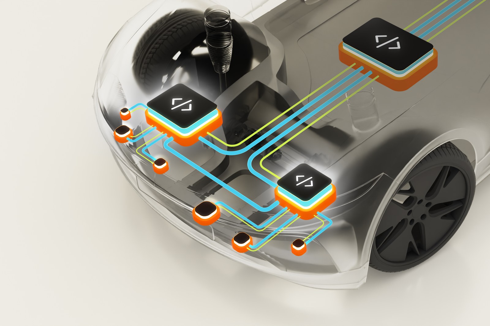 NXP illustration of zonal controllers connected through a car